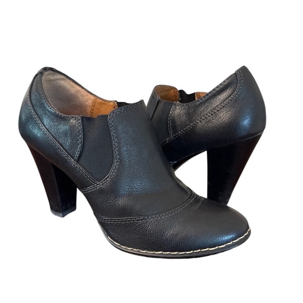 Sofft Simola Women's Black Leather Boho Casual Western Heeled Booties 8